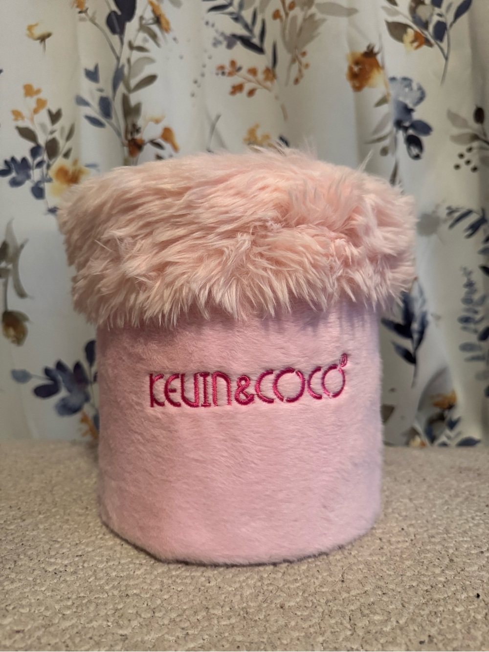 Kevin & Coco Pink Faux-Fur Cylinder Storage Container